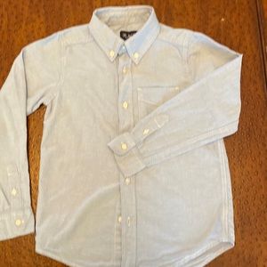 Oxford blue button dress shirt with button down collar